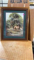 Framed and matted, home interior deer picture