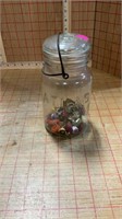 Atlas jar, glass lid costume jewelry