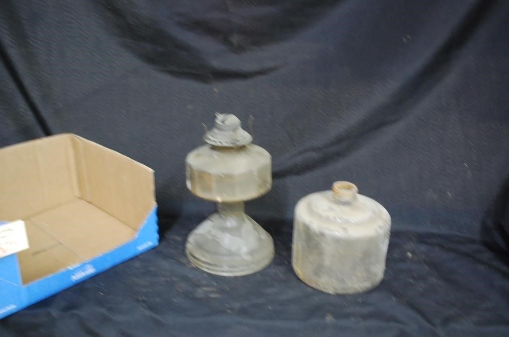 2 Clear Glass Oil Lamp Bases