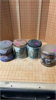 Four old tins