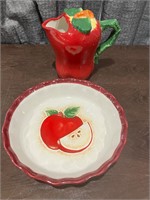 Apple pitcher and pie plate