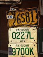 Vintage dcnr license plates and motorcycle