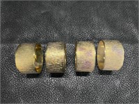 (4) Vintage Textured Brass Napkin Rings