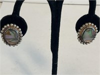 Sterling & Abalone Earrings Screw Back 5.9gr TW