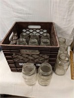 14 Kerr Canning Jars in Milk Crate