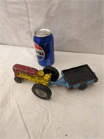 Vintage Hubley Tractor and Wagon 10" long