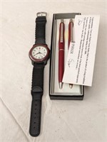 Pen / Pencil Set and Marlboro Swiss Watch