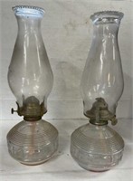 Pair of Oil Lamps 14” H