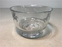 Crystal Bowl W/Horses, 2002 Trophy, 4.5In Tall