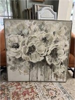 36 x 36 Large Whites Floral Art Print on Canvas