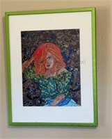 Framed Art Print Red Haired Girl 11-1/2” x