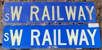 2 "sW RAILWAY" STREET SIGNS