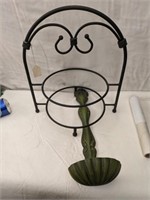 Wrought Iron Pie Stand & Cast Metal Spoon