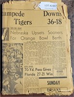 1963 NEWSPAPER ON NEBRASKA ORANGE BOWL VICTORY