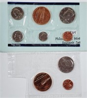 1987-P  Souvenir set & 1982-P Half & Cent