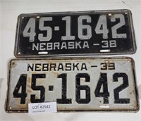 VTG 1938 & 1939 NEBRASK LICENSE PLATES