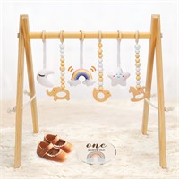 $30  Wooden Baby Play Gym - 6 Toys  Foldable Frame