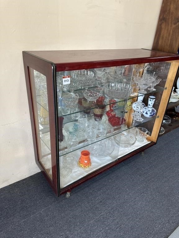 Vintage China Cabinet Mirror Backed w/- 2 x Glass
