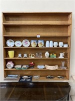 Set Wall Mounted Timber Shelves w/- Contents