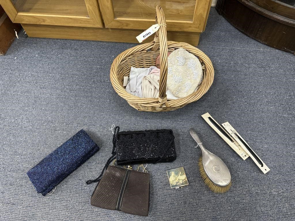 Cane Basket plus Glomesh purses etc