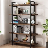 5-Tier Industrial Style Solid Wood Bookcase