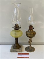 2 x Vintage Kero Lamps inc Cherrab. Tallest 430