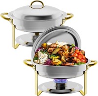 $124  5Qt Chafing Dish Set  Gold Accents 2Pk
