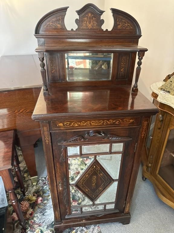 Ornate Early Timber Sideboard w/- Mirrors