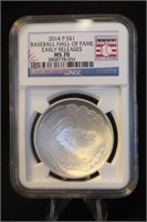 2014-P Baseball Hall of Fame MS70 Silver Dollar