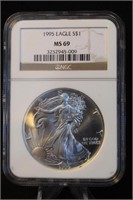 1995 Certified 1oz .999 Silver American Eagle