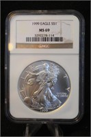 1999 Certified 1oz .999 Silver American Eagle