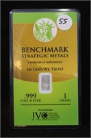 Certified 1 grain .999 Silver Bar