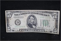 1934-C $5 Federal Reserve Green Seal Bank Note
