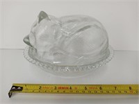 Vintage Indiana Glass? Sleeping Cat Trinket Dish