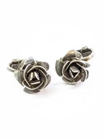 .925 Silver Rose Clip Earrings   A