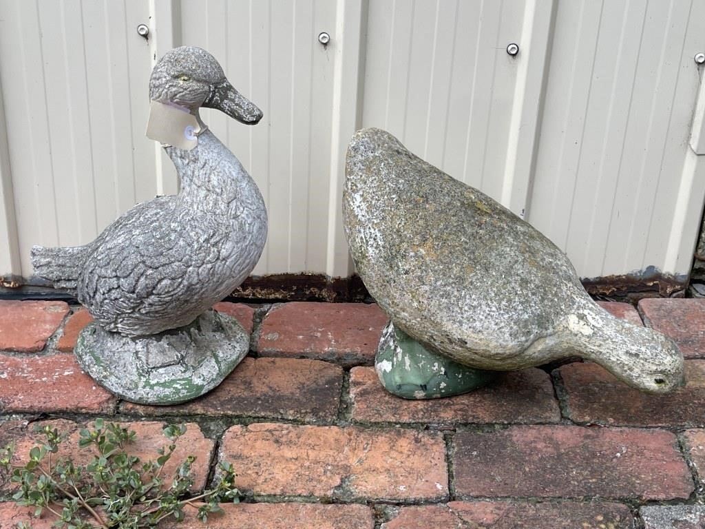 2 x Garden Ornament Ducks. Tallest 350mm