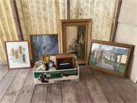 Framed Pictures Prints etc inc Magnifying Glasses