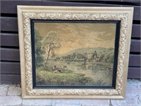 Very Early Framed Country Side Painting 800x700