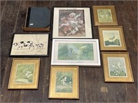Selection Vintage Framed Pictures / Prints / Book