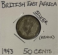 Br. E. Africa 1943 Silver 50 Cents