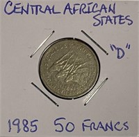 Cent. Afr. St's 1985 50 Francs - Gabom