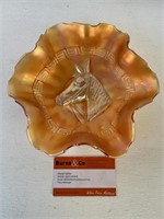 Marigold Carnival Glass Bowl Horse Head W220