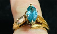 Gorgeous 10k Marque Blue Topaz Statement Ring