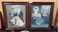 Vintage Framed Boy And Girl With Pets