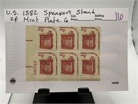 #1582 SPEAKERS STAND MINT PLATE BLOCK