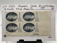 #1732 ALASKA COOK BICENTENNIAL STAMP BLOCK