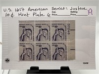 #1617  6PC STAMP BLOCK AMERICAN SERIES / JUSTICE