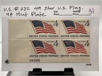 #1132 49 STAR US FLAG STAMP BLOCK