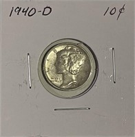 US 1940D Silver Mercury Dime
