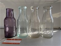 3 x Milk Bottles (inc Bairnsdale) & Purple Pickle